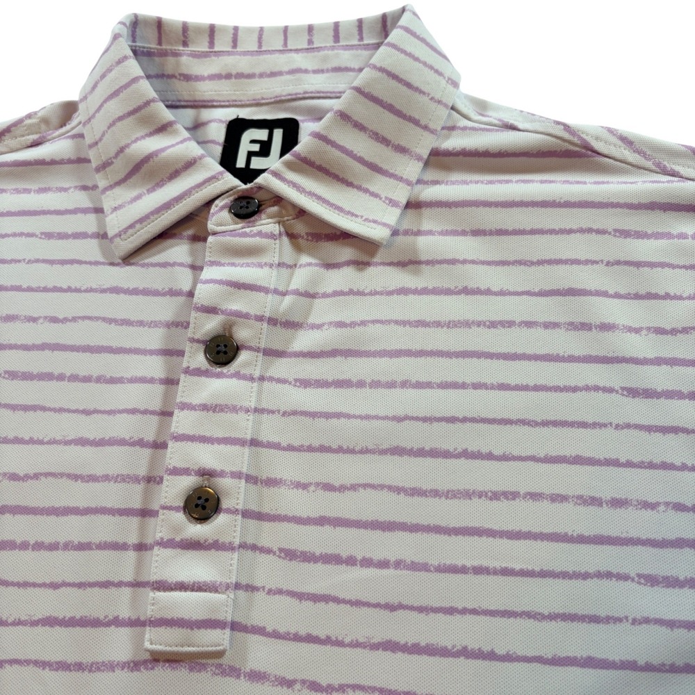 FootJoy Golf Polo Mens Medium Purple White Striped ProDry Performance Shirt